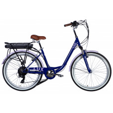 Велосипед з електроприводом 26" ST Dorozhnik eLUX Vbr FR рама-17" 36B 12.5А*г 500Вт бузковий YS 7102 60% matt 2025 крила, крило пер., крило зад., підніжка