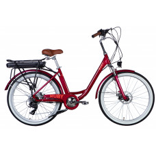 Велосипед з електроприводом 26" AL Dorozhnik eRUBY DD FR рама-17" 36B 12.5А*г 500Вт бордовий YS 7496 2025