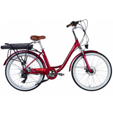 Велосипед з електроприводом 26" AL Dorozhnik eRUBY DD FR рама-17" 36B 17.5А*г 500Вт бордовий YS 7496 2025
