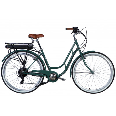 Велосипед з електроприводом 28" ST Dorozhnik eRETRO Vbr FR рама-19" 36B 12.5А*г 500Вт зелено-сірий PANTONE 5477 C 2025
