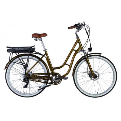 Велосипед з електроприводом 28" AL Dorozhnik eCORAL DD FR рама-19" 36B 12.5А*г 500Вт болотно-зелений YS 3202 2025