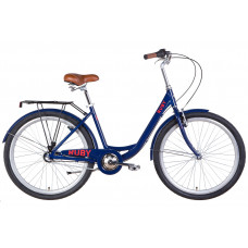 Велосипед AL 26" Dorozhnik RUBY планет. рама-17" темно-синій з багажником зад St, з крилом St 2022 SHIMANO NEXUS