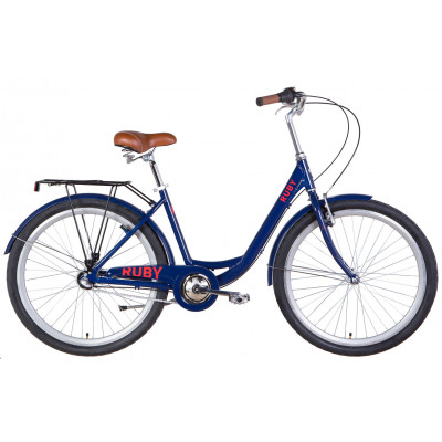 Велосипед AL 26" Dorozhnik RUBY планет. рама-17" темно-синій з багажником зад St, з крилом St 2022 SHIMANO NEXUS