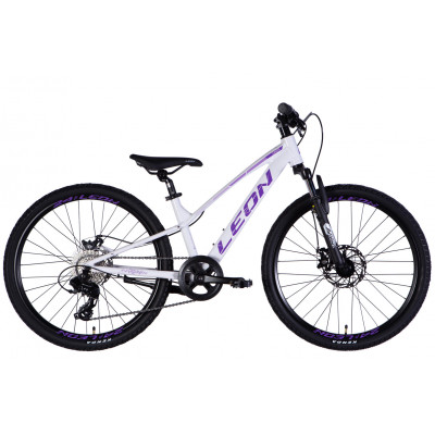 Велосипед AL 24" Leon JUNIOR DD CS рама-12" білий з бузковим 2025