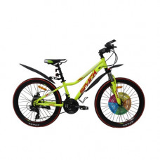 Велосипед SPARK WAVE 12 24 жовто-зелений (колеса - 24 , сталева рама - 12 )