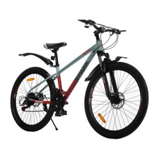 Велосипед SPARK BLINK (колеса - 26", сталева рама - 15") сірий з червоним