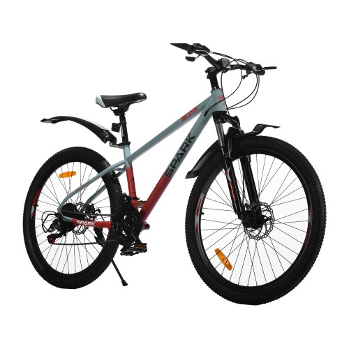 Велосипед SPARK BLINK (колеса - 26", сталева рама - 15") сірий з червоним