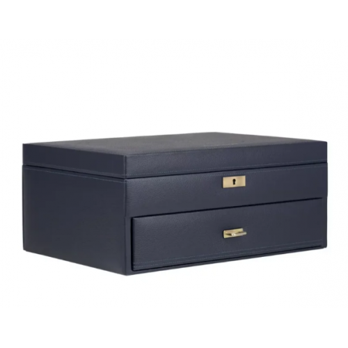 Скринька для зберігання 20-ти годинників "Dynasty" темно-синя, під склом, 37х27,5х16,5 см
