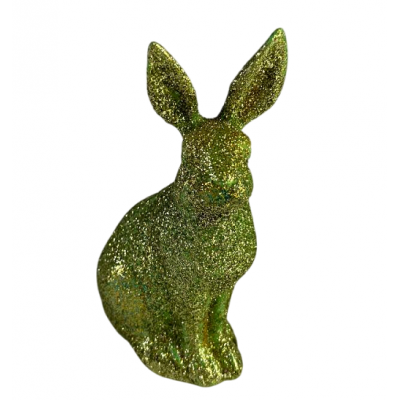 Фігурка декоративна керамічна "Блискучий кролик" зелений 11 см