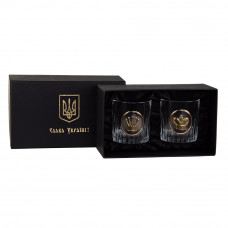 Набір келихів для віскі "ШАХИ" Boss Crystal, 2 келиха, срібло, золото, чистий кришталь