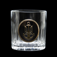 Набір келихів для віскі "ШЕВРОН ВМФ" Boss Crystal, 2 келиха, срібло, золото, чистий кришталь