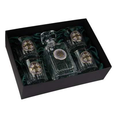 Набір для віскі ГЕНШТАБ ЗСУ 5 предметів Boss Crystal, графін + 4 бокали