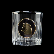 Набір для віскі "ШАХИ" 6 келихів 360 мл, кришталь з платиною, зображення зі срібла з позолотою