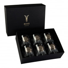 Набір для віскі "ШТАБ ВМФ" 6 келихів 360 мл, кришталь з платиною, зображення зі срібла з позолотою