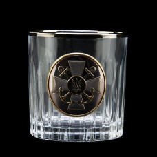 Набір для віскі "ШТАБ ВМФ" 6 келихів 360 мл, кришталь з платиною, зображення зі срібла з позолотою
