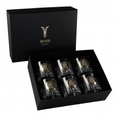 Набір для віскі "ШЕВРОН ВМФ" 6 келихів 360 мл, кришталь з платиною, зображення зі срібла з позолотою Набір для віскі "ШЕВРОН ВМФ" 6 келихів 360 мл, кришталь з платиною, зображення зі срібла з позолотою