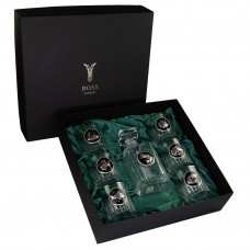 Набір для віскі “GOLDFISH” 6 келихів 360 мл, графін 750 мл, кришталь з платиною, зображення зі срібла з позолотою