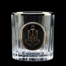 Набір для віскі "ШЕВРОН ВМФ" 6 келихів 360 мл, кришталь з платиною, зображення зі срібла з позолотою Набір для віскі "ШЕВРОН ВМФ" 6 келихів 360 мл, кришталь з платиною, зображення зі срібла з позолотою