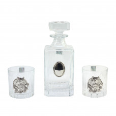 Сет для виски Boss Crystal "ГОД БЫКА", графин, 2 стакана, серебро