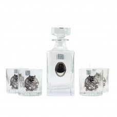 Сет для виски Boss Crystal "ГОД БЫКА", графин, 4 стакана, серебро