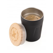 Термокружка ESPRESSO DOPPIO бамбукова кришка, 160 мл, чорна