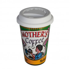 Фарфоровая кружка с силиконовой крышкой "Mothers coffe" 16 х 10 см