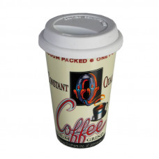 Фарфоровая кружка с силиконовой крышкой "Q coffe" 16 х 10 см