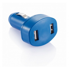 Автомобільний зарядний пристрій на 2 USB порти, синій