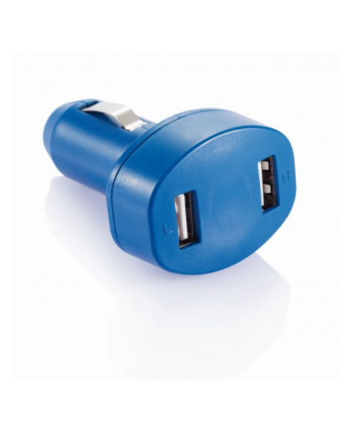 Автомобільний зарядний пристрій на 2 USB порти, синій