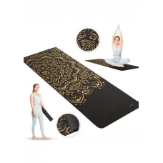 Йога-мат Queenfit Mandala TPE 5 мм чорний з золотим