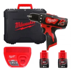 Дриль-шуруповерт MILWAUKEE M12 BDD-202C обертовий момент 30 Нм 4933441915 (+2 акумулятори, зарядний пристрій, HD кейс)