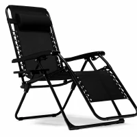 Розкладне крісло шезлонг LEOBRO Zero Gravity Premium Black (LB-ZGC-G2-BLK)