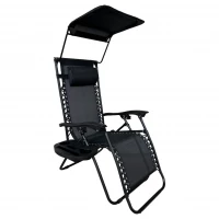 Розкладне крісло шезлонг з козирком LEOBRO Zero Gravity Black (LB-ZGC-H1-BLK)
