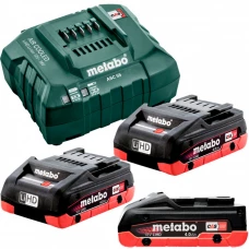 Базовий комплект Metabo: 3 акумулятори LiHD 18 V 4 Ah, з/п ASC 55