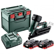 Акумуляторний цвяхозабивач Metabo NFR 18 LTX 90 BL із 2 акб 18V 4Ah і з/п ASC 145 у MetaBox 340