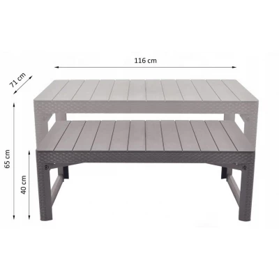 Стіл для саду пластиковий Keter Lyon rattan table, бежевий