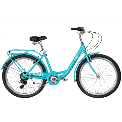 Велосипед AL 26" Dorozhnik RUBY Vbr рама-17" бірюзовий (м) з багажником зад St, з крилом St 2022
