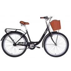Велосипед ST 26" Dorozhnik LUX планет. рама-17" чорний (м) з багажником зад St, з крилом St, з кошиком Pl 2022
