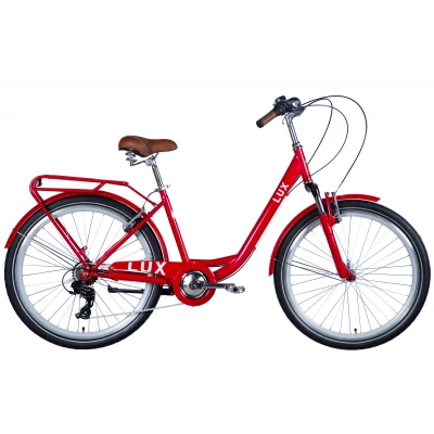Велосипед ST 26" Dorozhnik LUX Vbr FR рама-17" червоний 2024 крила, крило пер., крило зад., підніжка, дзвоник