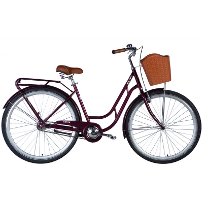 Велосипед ST 28" Dorozhnik RETRO Velosteel рама-19" малиновий 2024 крила, крило пер., крило зад., підніжка, дзвоник, корзина