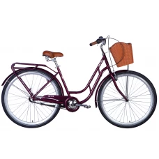 Велосипед уцінений ST 28" Dorozhnik RETRO PH рама-19" малиновий 2024 крила, крило пер., крило зад., підніжка, дзвоник, корзина