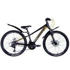 Велосипед AL 24" Discovery QUBE DD рама-11,5" чорно-жовтий (матовий) 2024 крила, крило пер., крило зад., підніжка