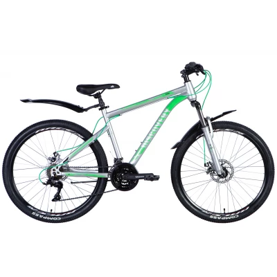 Велосипед ST 26" Discovery TREK DD FR рама-18" срiблястий 2024 крила, крило пер., крило зад., підніжка