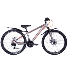 Велосипед AL 26" Discovery BASTION DD FR рама-13" сріблясто-помаранчевий (матовий) 2024 крила, крило пер., крило зад., підніжка
