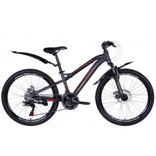 Велосипед AL 24" Formula BLACKWOOD 1.0 DD FR рама-12,5" чорно-червоний (матовий) 2024 крила, крило пер., крило зад., підніжка