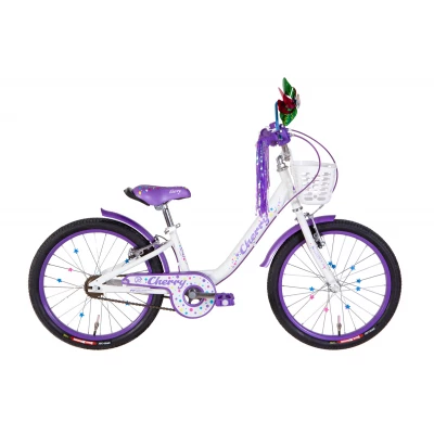 Велосипед ST 20" Formula CHERRY Vbr рама-10" білий з бузковим 2024 крила, підніжка, дзвоник, корзина